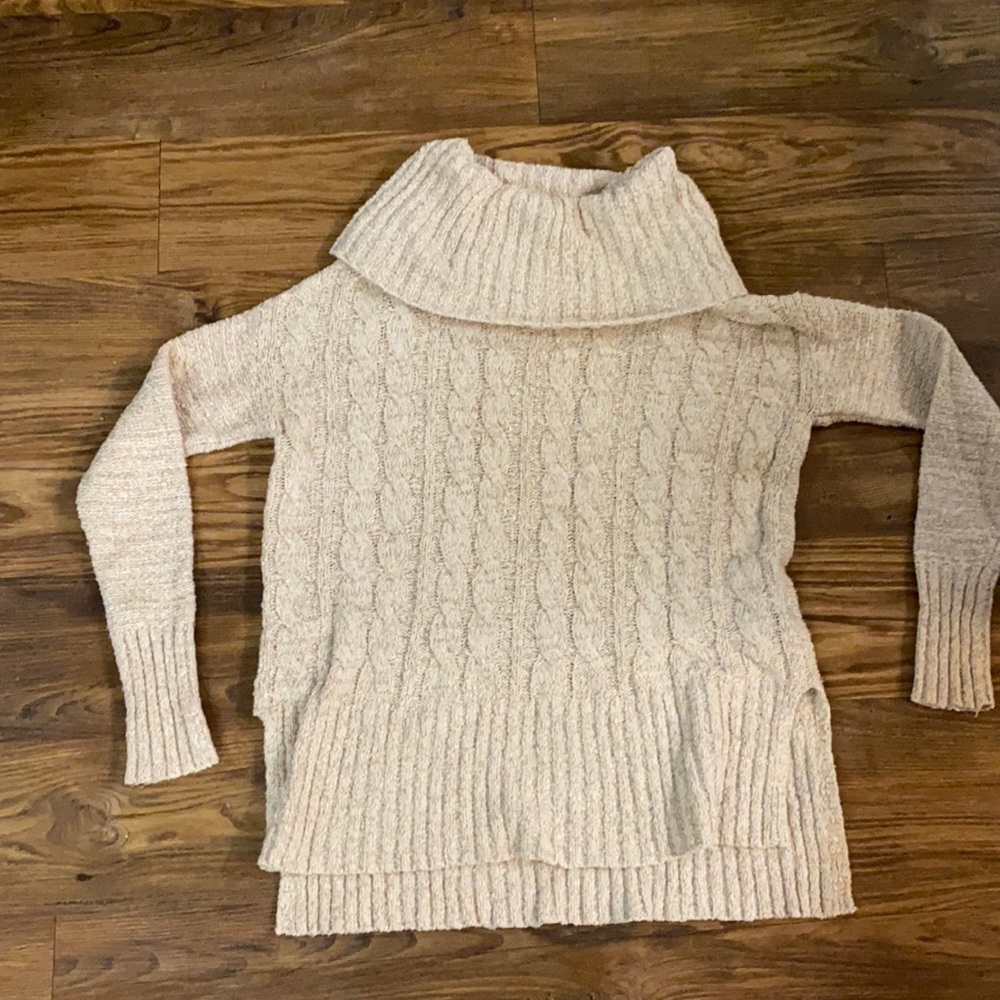 Chunky cowl neck cream knit sweater in great condition!